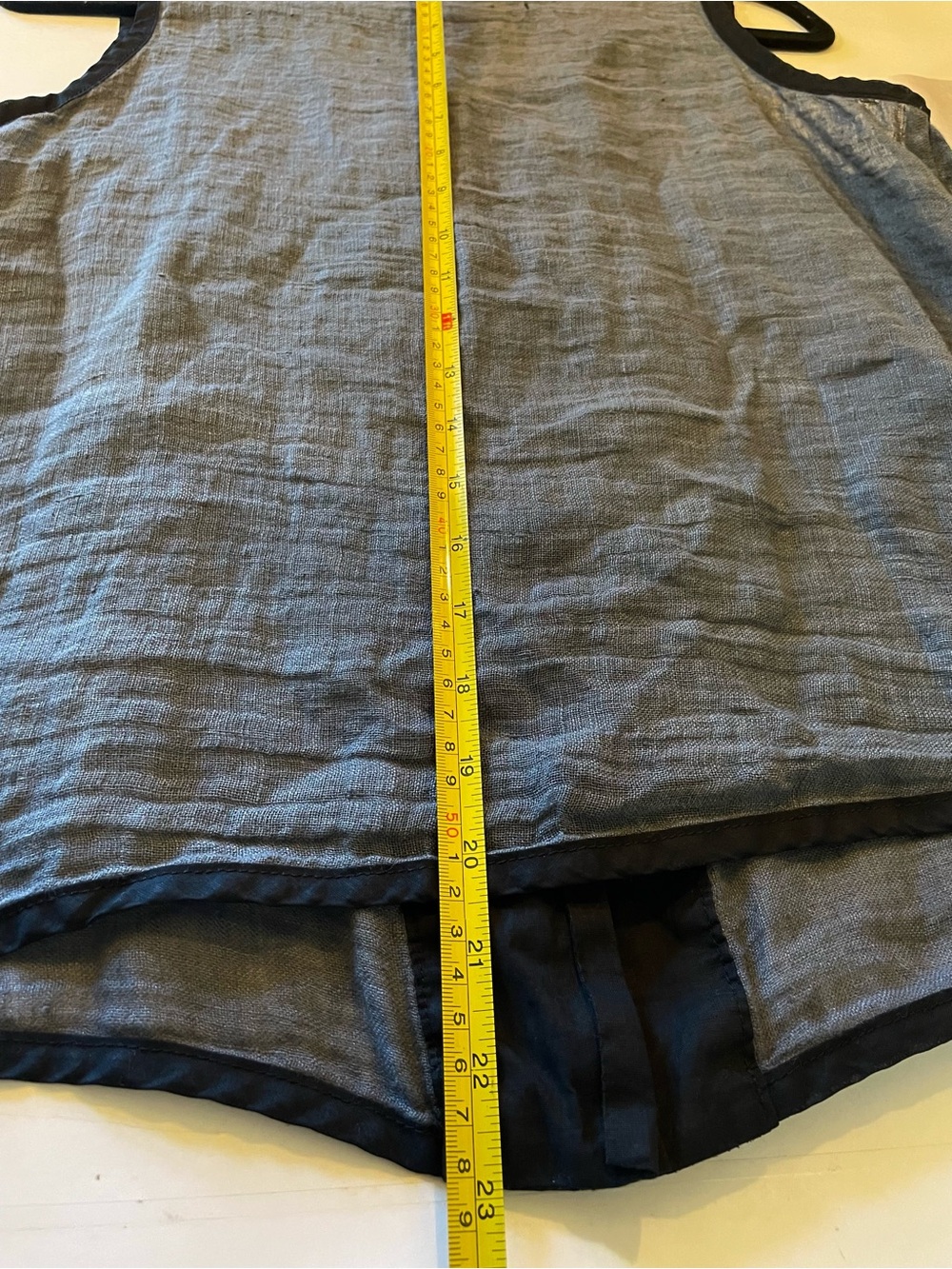 Cynthia Ashby Grey/Blk Sleeveless Linen Snap Tunic Top Minimalist Lagenlook sz S - Picture 14 of 14
